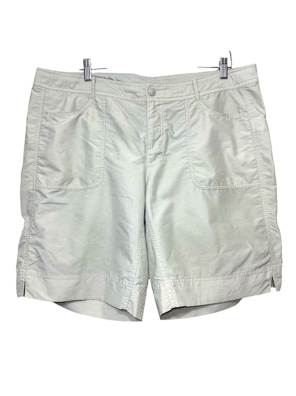 The North Face Hiking Nylon Shorts Womens Sz 16 Tan Roll Tab Bermuda Pockets